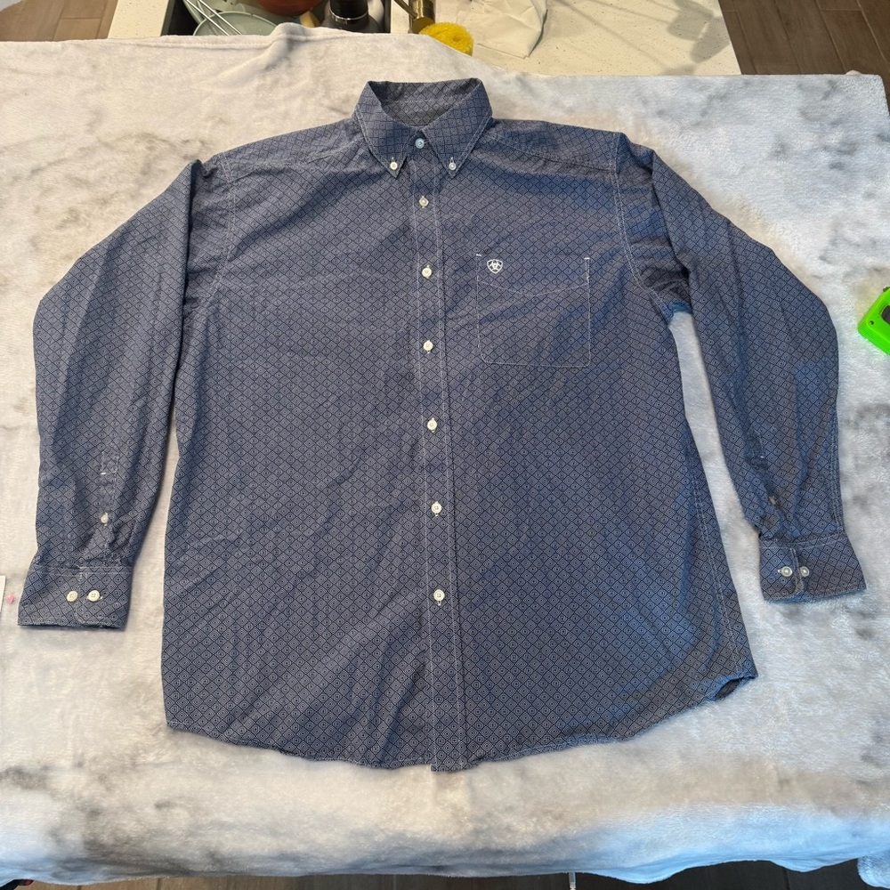 Ariat Navy Geometric Button-Down Shirt